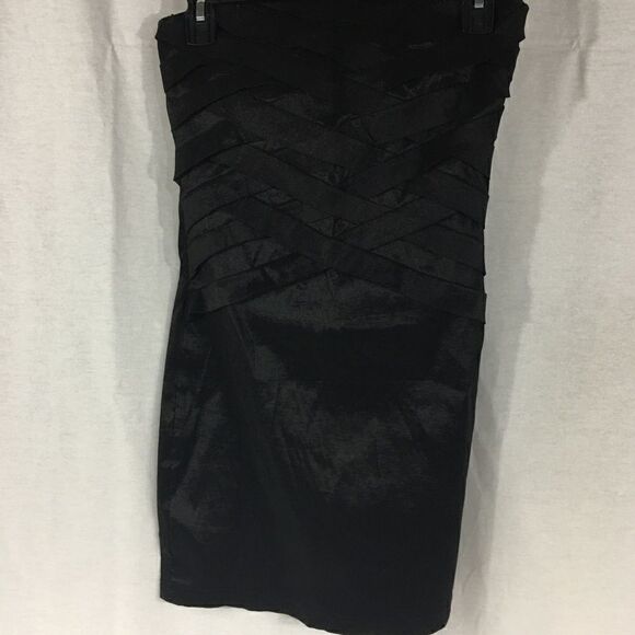Wet Seal size Medium form fitted black dress strapless layered front - Picture 1 of 7